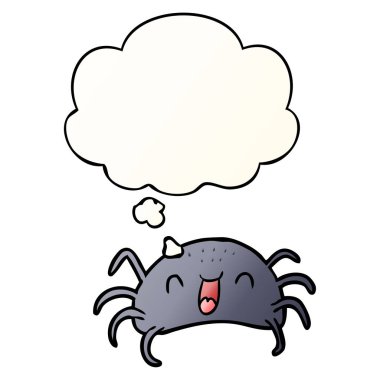 çizgi film örümceği ve pürüzsüz degrade tarzında düşünce balonu