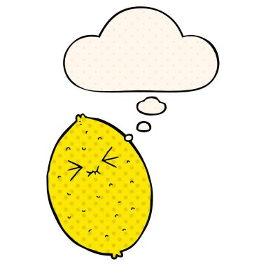 çizgi roman tarzında karikatür acı limon ve düşünce balonu