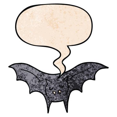 retro doku tarzında karikatür vampir yarasa ve konuşma balonu