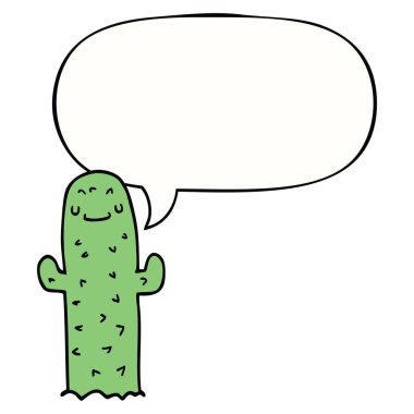 karikatür kaktüs ve konuşma balonu