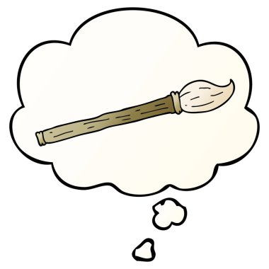 karikatür boya fırçası ve pürüzsüz degrade tarzında düşünce balonu