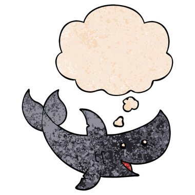 karikatür köpekbalığı ve grunge doku desen tarzında düşünce balonu