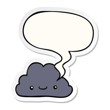 sevimli karikatür bulut ve konuşma balonu etiket