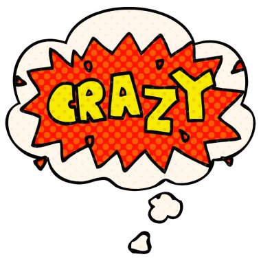 çizgi film kelime deli ve çizgi roman tarzında kabarcık düşünce