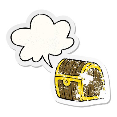 karikatür hazine göğüs ve konuşma balonu sıkıntılı etiket