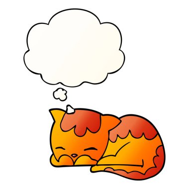 karikatür kedi uyku ve pürüzsüz degrade tarzında kabarcık düşünce