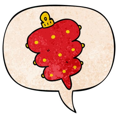 retro doku karikatür noel dekorasyon ve konuşma balonu 