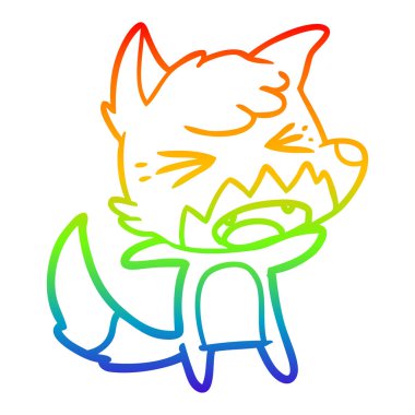 gökkuşağı degrade çizgi çizim kızgın karikatür tilki