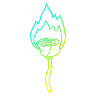 soğuk degrade çizgi çizim karikatür yanan gül