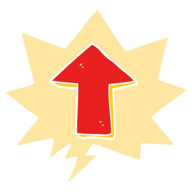 retro tarzında karikatür işaret ok ve konuşma balonu