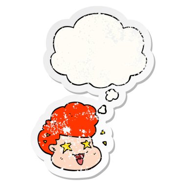 çizgi film heyecanlı çocuk ve sıkıntılı yıpranmış stic olarak kabarcık düşündüm