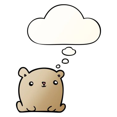 sevimli karikatür ayı ve pürüzsüz degrade tarzında kabarcık düşünce