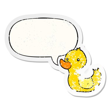 karikatür ördek ve konuşma balonu sıkıntılı etiket
