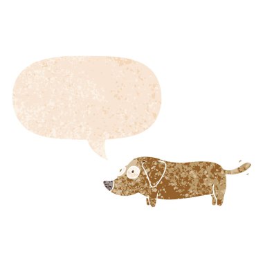 retro dokulu tarzda karikatür köpek ve konuşma balonu