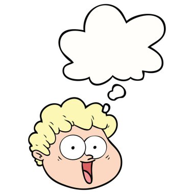 karikatür erkek yüz ve düşünce balonu