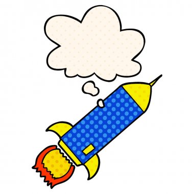 çizgi film roket ve çizgi roman tarzında düşünce balonu