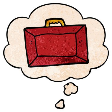 karikatür evrak çantası ve grunge doku desen s düşünce balonu