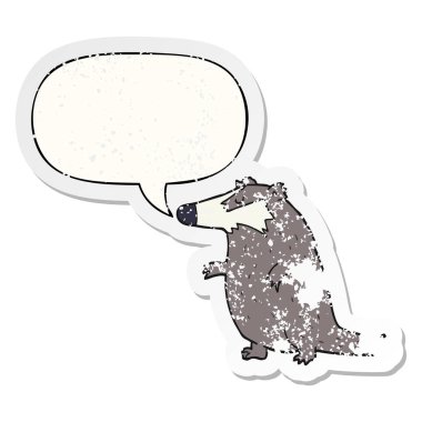 karikatür porsuk ve konuşma balonu sıkıntılı etiket