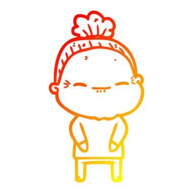 sıcak degrade çizgi çizim karikatür barışçıl yaşlı kadın