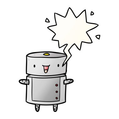 pürüzsüz degrade tarzında sevimli karikatür robot ve konuşma balonu