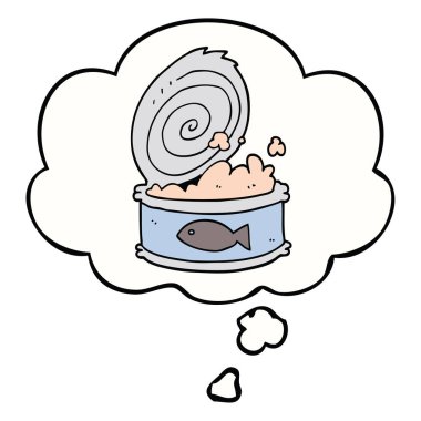 karikatür konserve gıda ve düşünce balonu