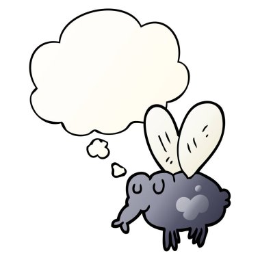 çizgi film sinek ve pürüzsüz degrade tarzında kabarcık düşünce