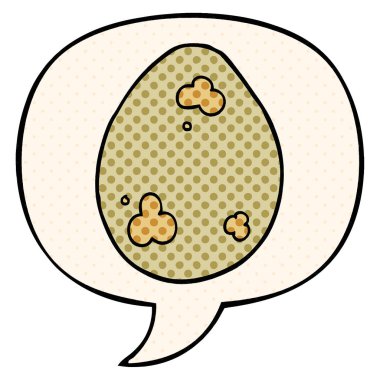 çizgi roman tarzında karikatür yumurta ve konuşma balonu