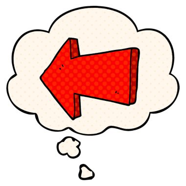 çizgi film işaret ok ve çizgi roman tarzında düşünce balonu