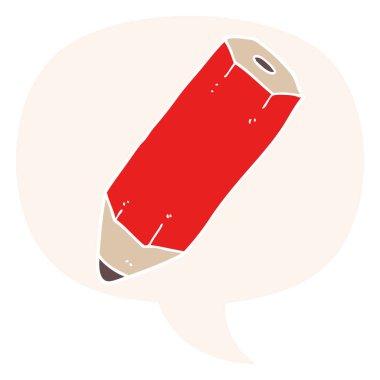 retro tarzıkarikatür kalem ve konuşma balonu