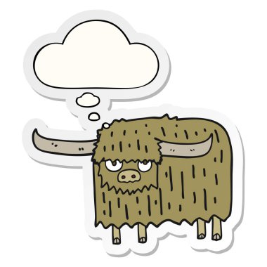 karikatür kıllı ve baskılı bir etiket olarak kabarcık düşünce