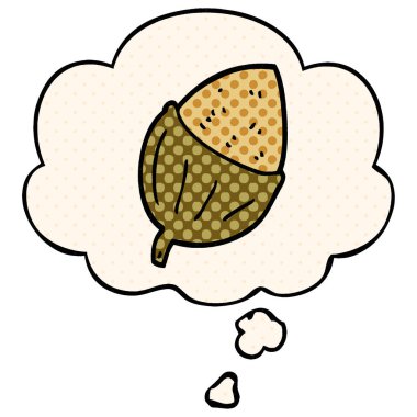 çizgi roman tarzında karikatür meşe palamudu ve düşünce balonu