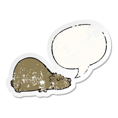 karikatür ayı ve konuşma balonu sıkıntılı etiket