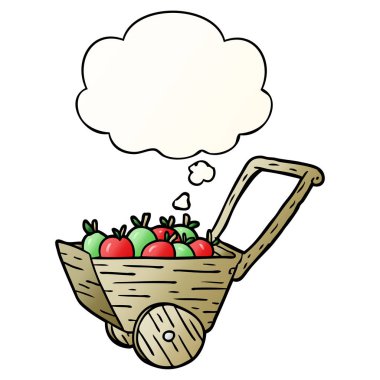 karikatür elma sepeti ve pürüzsüz degrade tarzında düşünce balonu