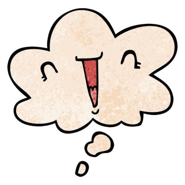 sevimli karikatür yüz ve grunge doku desen s düşünce balonu