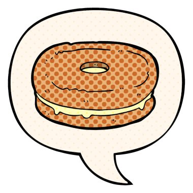 çizgi roman tarzında karikatür bisküvi ve konuşma balonu