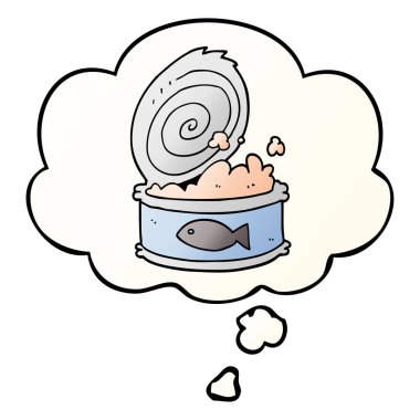 karikatür konserve gıda ve pürüzsüz degrade tarzında kabarcık düşünce