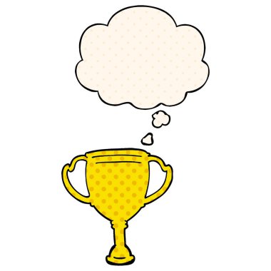 çizgi film spor kupa ve çizgi roman tarzında düşünce balonu