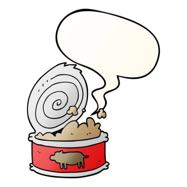 düzgün degrade tarzında karikatür konserve gıda ve konuşma balonu