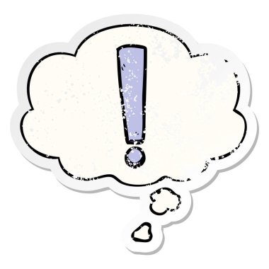 çizgi film ünlem işareti ve sıkıntılı yıpranmış olarak düşünce balonu