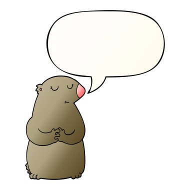 pürüzsüz degrade tarzında sevimli karikatür ayı ve konuşma balonu