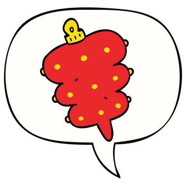 karikatür noel dekorasyon ve konuşma balonu