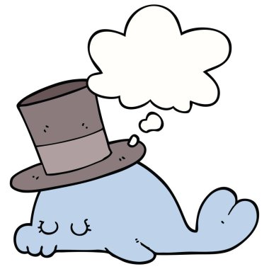 sevimli karikatür yunus ve düşünce balonu