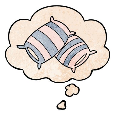 karikatür yastık ve grunge doku desen sty düşünce balonu