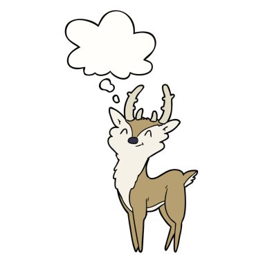 karikatür mutlu geyik ve düşünce balonu