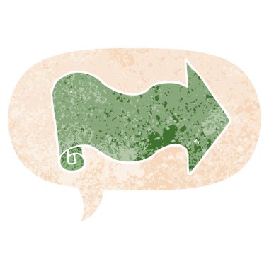 retro dokulu tarzda karikatür ok ve konuşma balonu