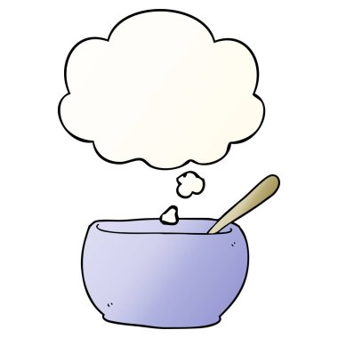 karikatür çorba kase ve pürüzsüz degrade tarzında kabarcık düşünce