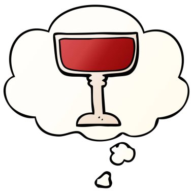 karikatür şarap cam ve pürüzsüz degrade tarzında düşünce balonu