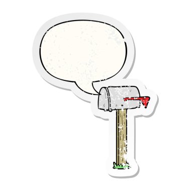 karikatür posta kutusu ve konuşma balonu sıkıntılı etiket
