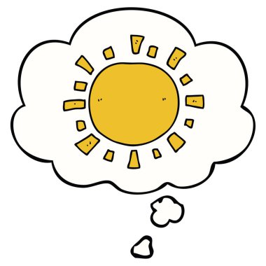 karikatür güneş ve düşünce balonu