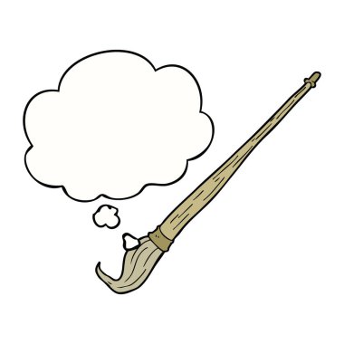 karikatür boya fırçası ve düşünce balonu